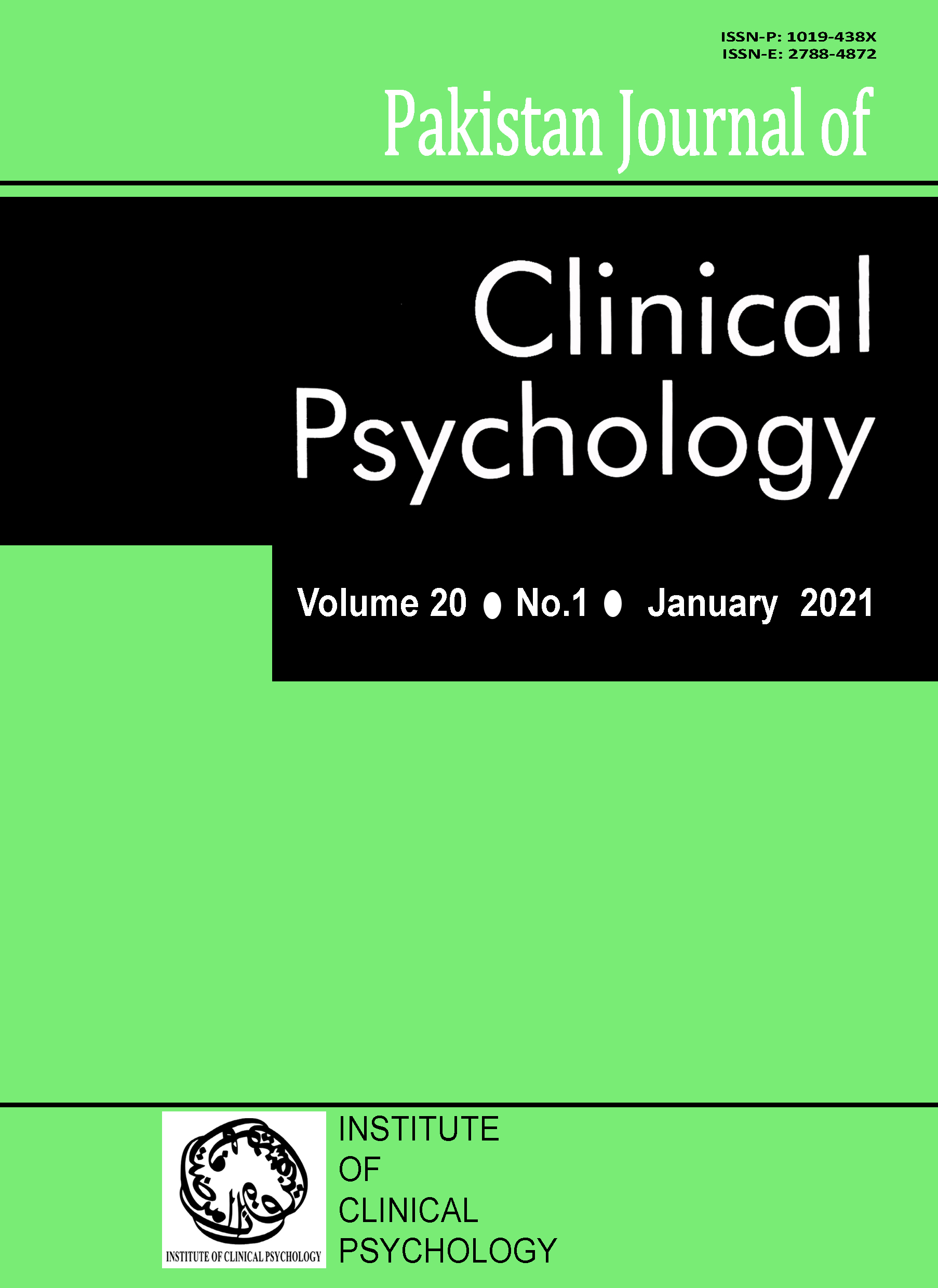 					View Vol. 20 No. 1 (2021): Pakistan Journal of Clinical Psychology
				
