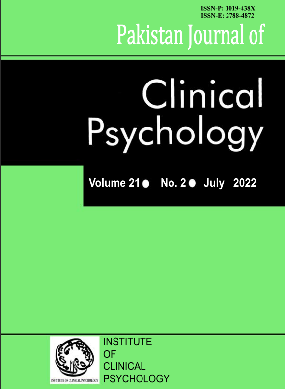 					View Vol. 21 No. 2 (2022): Pakistan Journal of Clinical Psychology
				